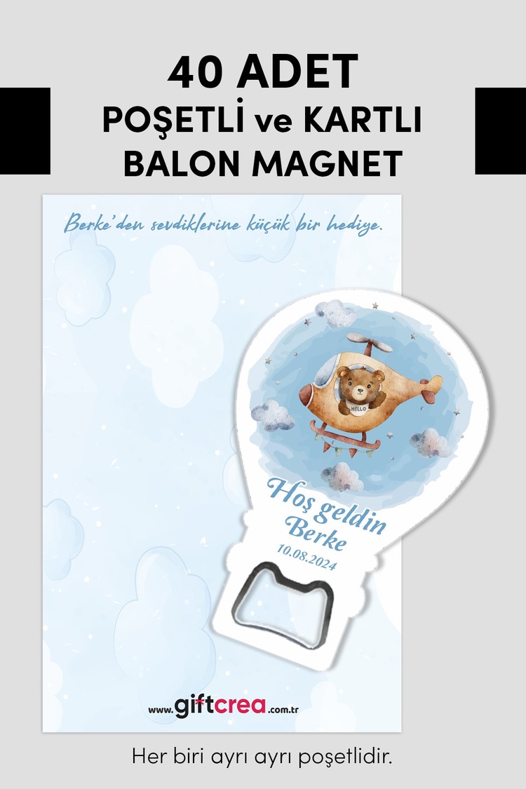 Kişiye Özel Açacaklı Balon Magnet – Sevimli Dostlar Serisi (6 Farklı Erkek Model Seçenekli)