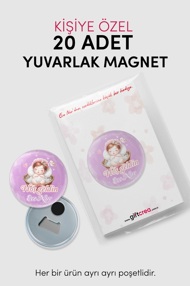 Yeni Doğan Bebek İçin Hoş Geldin Magnet – Yuvarlak Açacaklı Tasarım Modelleri