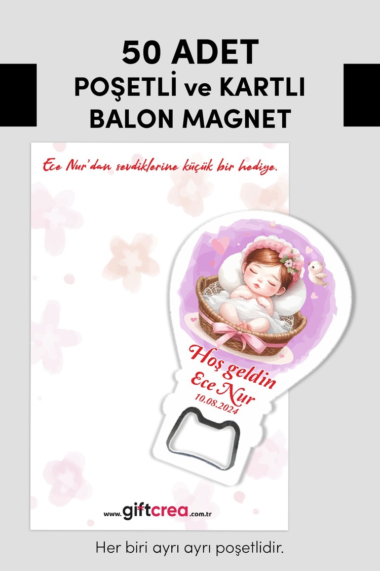Kişiye Özel Açacaklı Balon Magnet – Sevimli Dostlar Serisi (6 Farklı Kız Model Seçenekli)