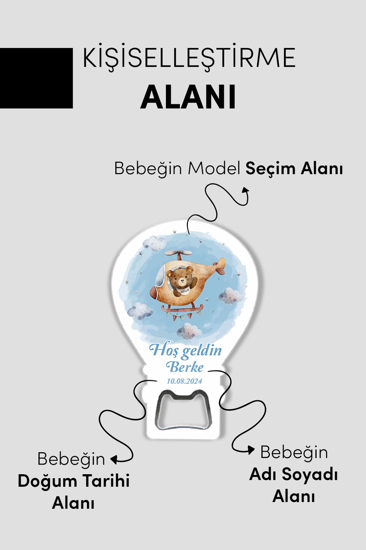 Kişiye Özel Açacaklı Balon Magnet – Sevimli Dostlar Serisi (6 Farklı Erkek Model Seçenekli)