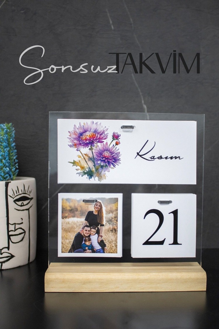 Kişiselleştirilebilir Sonsuz Takvim Pleksi Hediyelik ,Fotoğraflı Sonsuz Takvim Seti