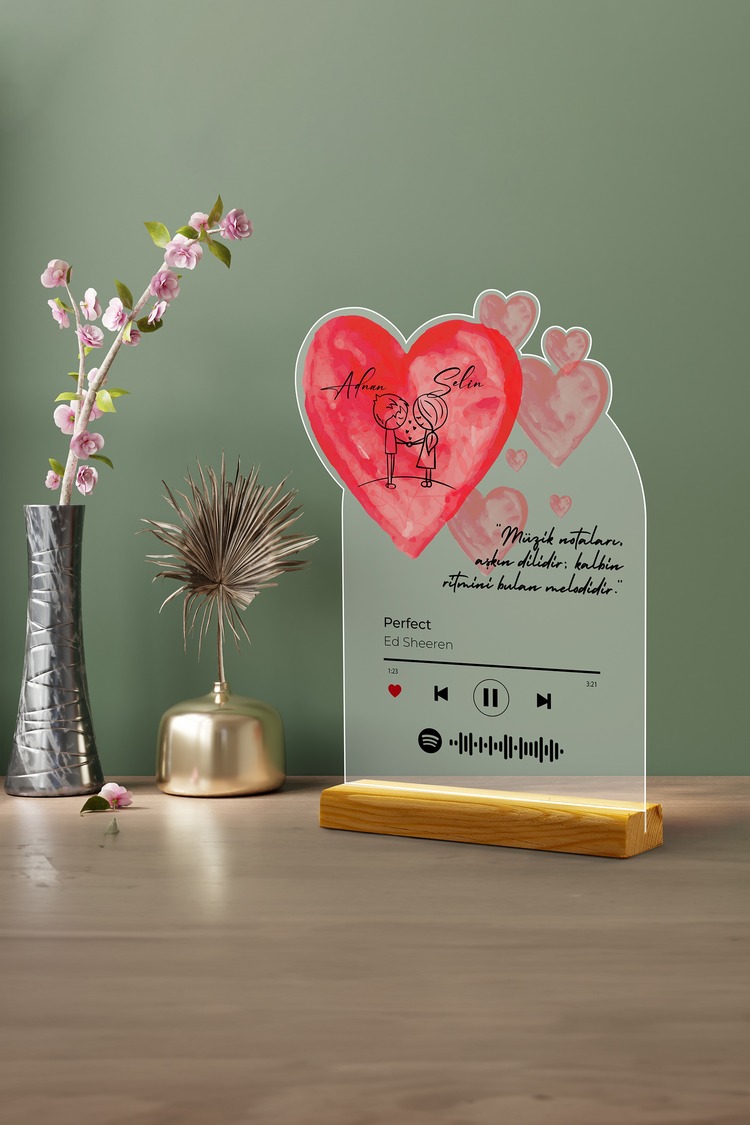 Kişiye Özel Sevgililer Günü, Doğum Günü,Yıldönümü Pleksi Line Art Set, Baskılı Pleksi