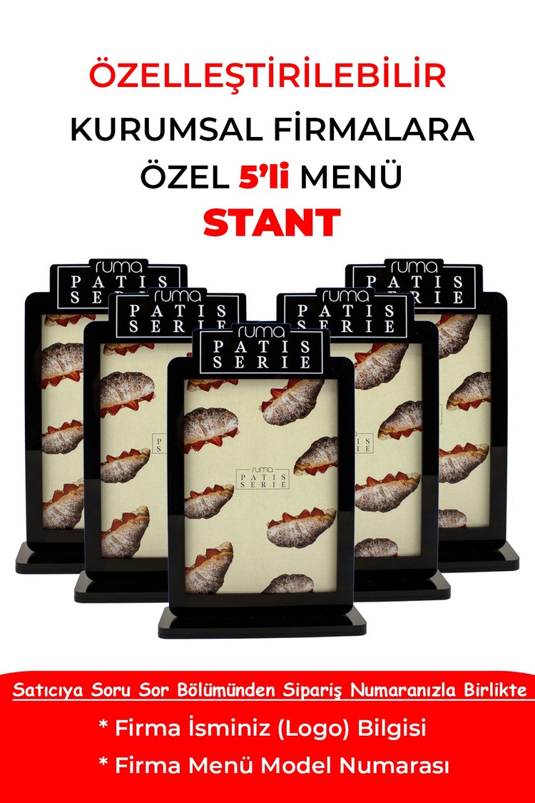 Özelleştirilebilir Çift Taraflı Pleksi Masa Üstü Menü Standı – Kurumsal Firmalara Özel