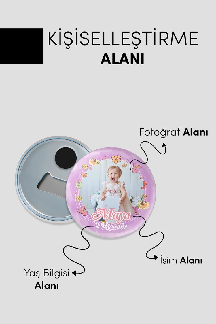 Yeni Doğan Bebek İçin Hoş Geldin Magnet – Yuvarlak Açacaklı Fotoğraf Baskılı