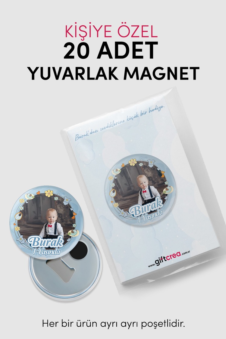 Yeni Doğan Bebek İçin Hoş Geldin Magnet – Yuvarlak Açacaklı Fotoğraf Baskılı