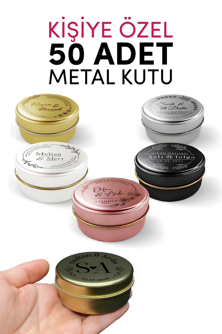 Kişiselleştirilebilir Metal Kutu - Söz, Nişan, Nikah, Düğün Hatırası,Hediyelik Kutu