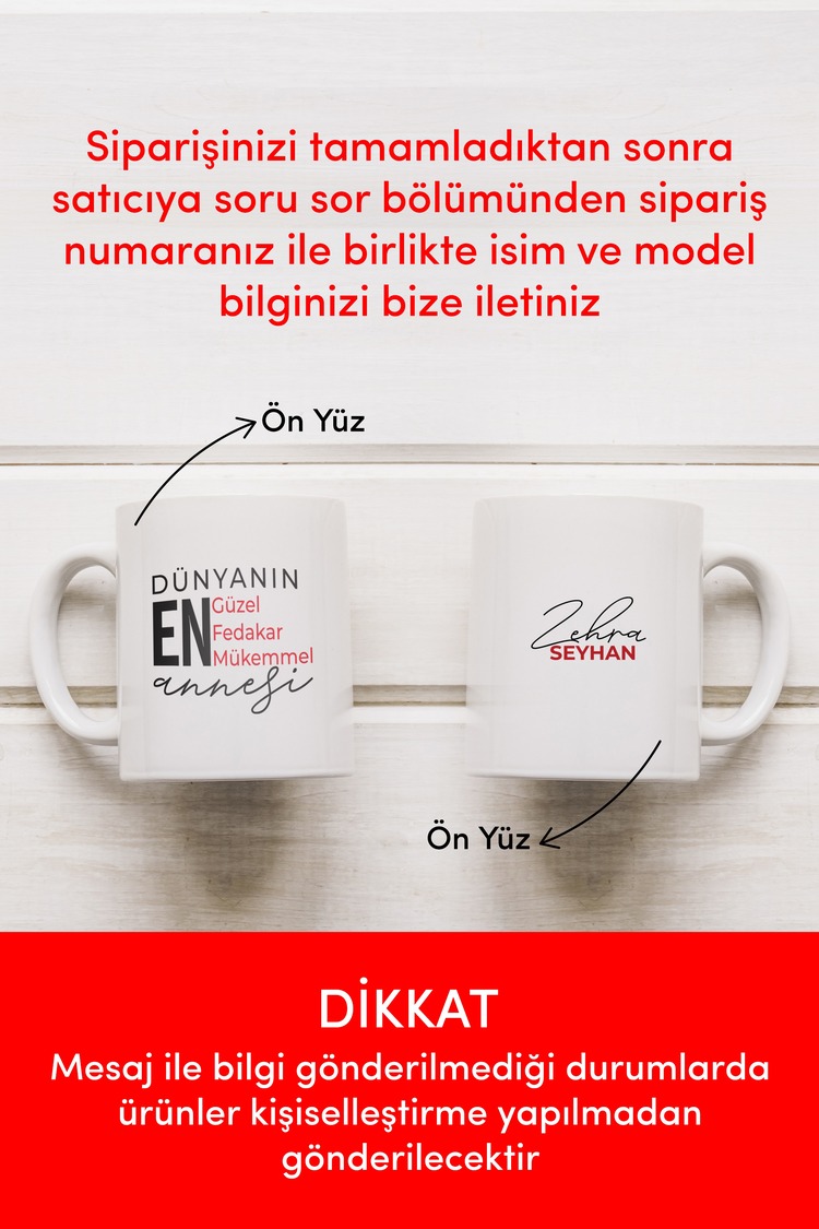 Kişiye Özel Anneler Günü Porselen Kupa,Kişiselleştirilebilir İsme Özel Kulplu Kupa