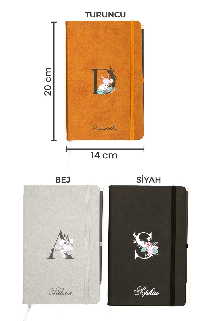 Kişiye Özel Lastikli Termo Deri Çizgili Defter Set , İsme Özel Kişiselleştirilebilir Hediye