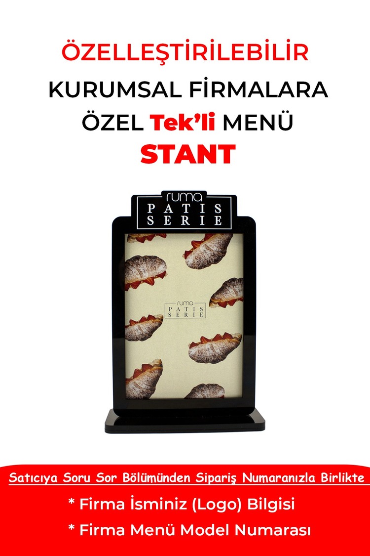 Özelleştirilebilir Çift Taraflı Pleksi Masa Üstü Menü Standı – Kurumsal Firmalara Özel