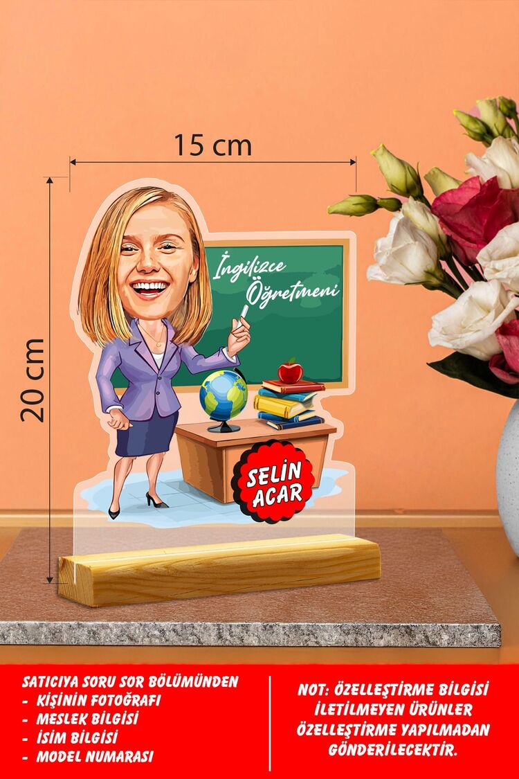 Öğretmenler Günü’ne Özel Karikatür Pleksi Seti - Özelleştirilebilir Dekoratif Pleksi