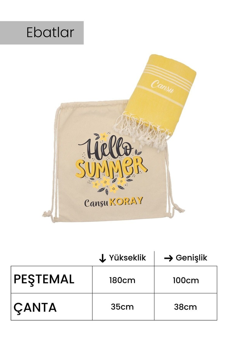 Kişiye Özel Pamuk Peştamal ve Yaza Özel Çanta Seti , Özelleştirilebilir Yazlık Çanta Seti