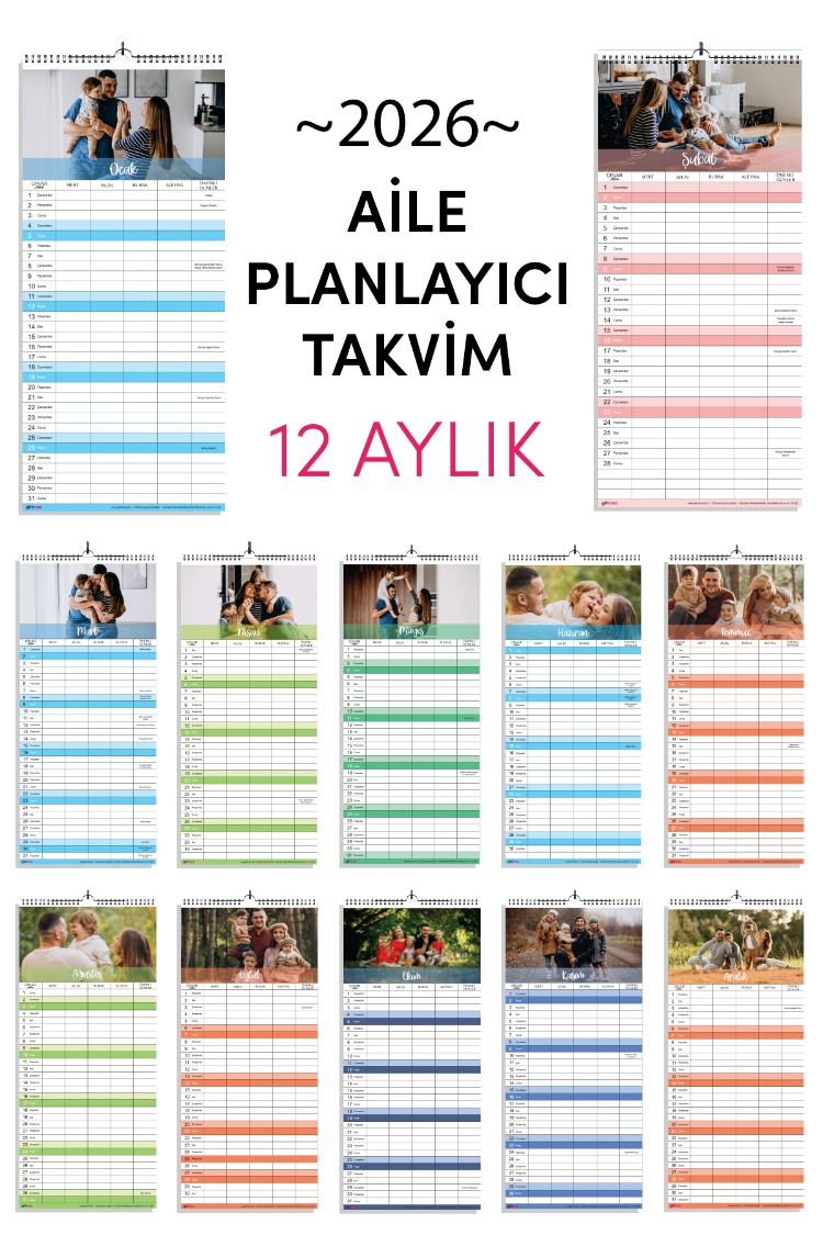 Kişiselleştirilebilir Aile Planlayıcı Takvimi - Fotoğraf Baskılı Planlayıcı Takvim