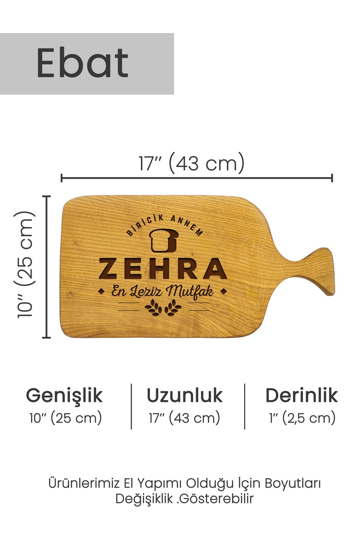 Kişiselleştirilebilir Kestane Kesme Tahtası, Anneler Günü ,Servis Kesme Tahtası