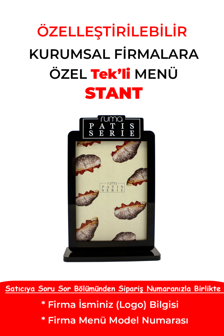 Özelleştirilebilir Çift Taraflı Pleksi Masa Üstü Menü Standı – Kurumsal Firmalara Özel