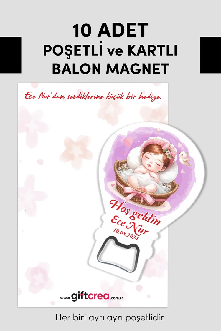 Kişiye Özel Açacaklı Balon Magnet – Sevimli Dostlar Serisi (6 Farklı Kız Model Seçenekli)