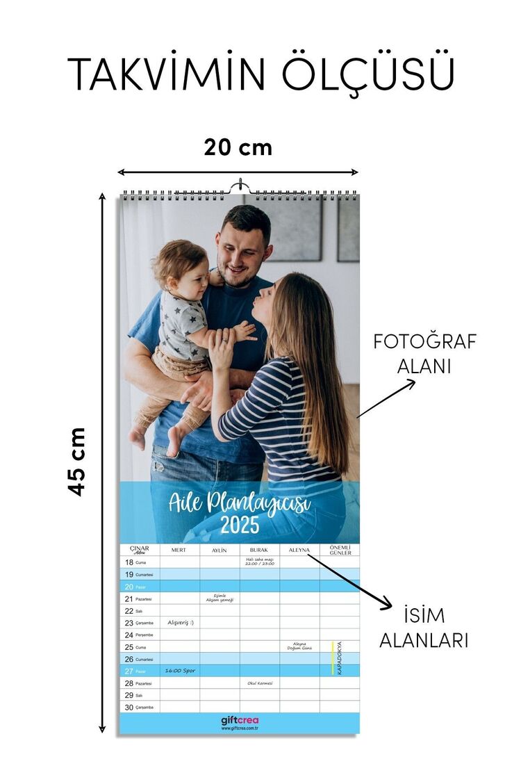 Kişiselleştirilebilir Aile Planlayıcı Takvimi - Fotoğraf Baskılı Planlayıcı Takvim
