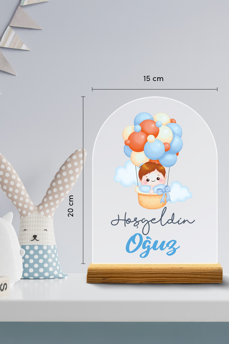 Kişiye Özel Renkli Balon Temalı 17 Parça Yenidoğan Seti - Kapı Süsü, Masa Süsü, Magnet