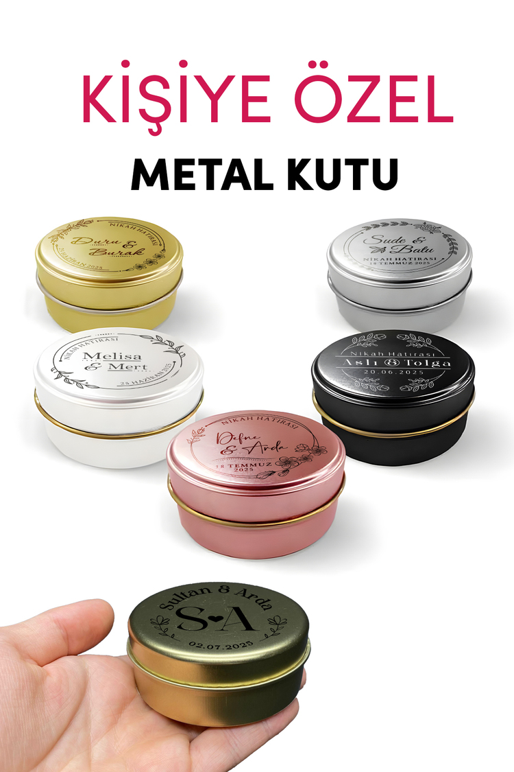Kişiselleştirilebilir Metal Kutu - Söz, Nişan, Nikah, Düğün Hatırası,Hediyelik Kutu