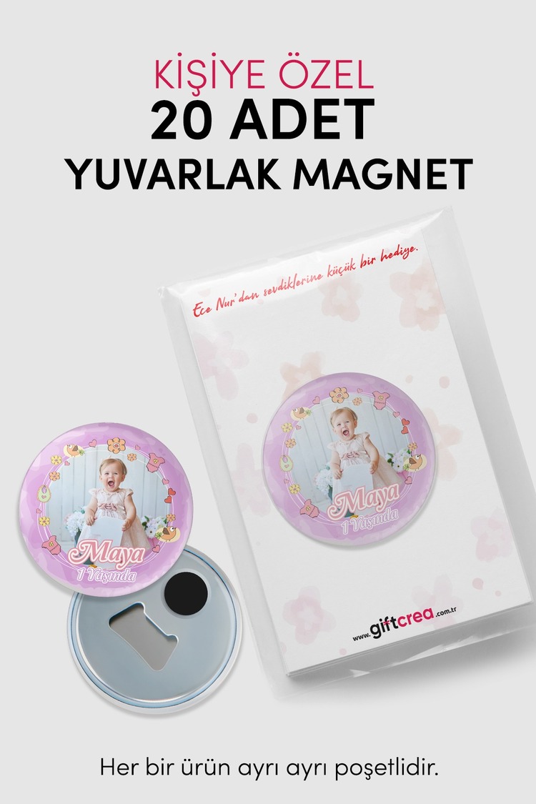 Yeni Doğan Bebek İçin Hoş Geldin Magnet – Yuvarlak Açacaklı Fotoğraf Baskılı