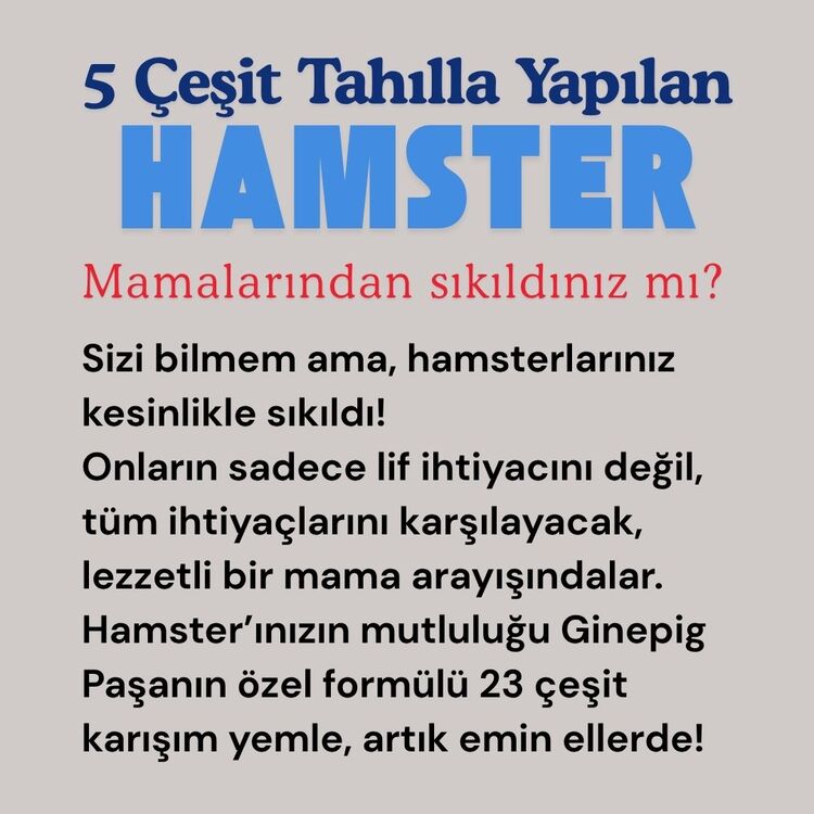Suriye Hamster Karışım Yemi (Ginepig Paşa Özel Formülü)