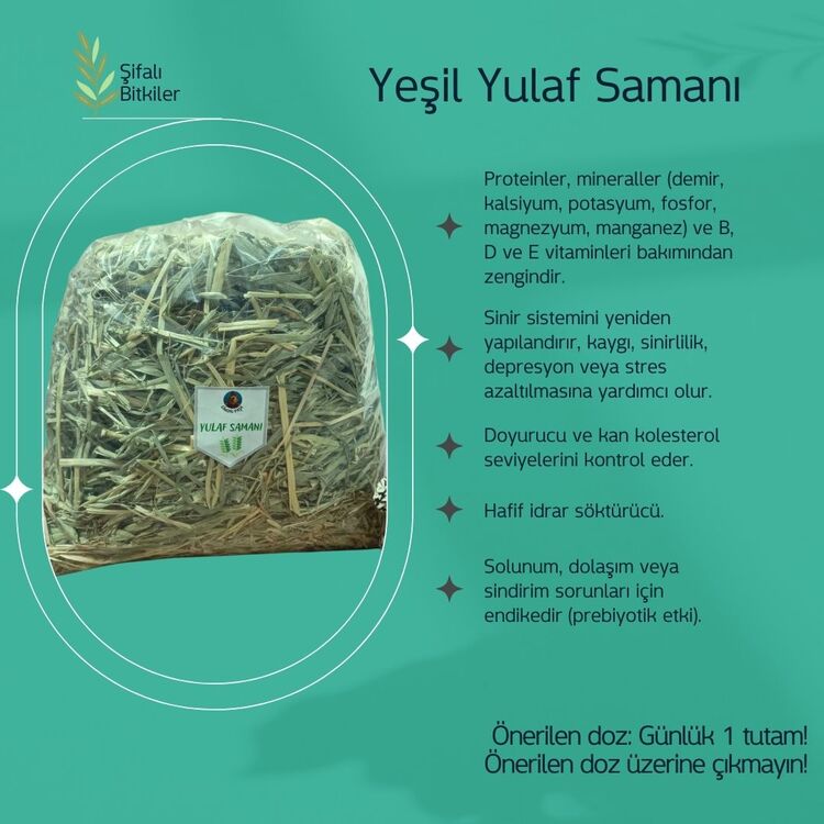 Şifalı Bitkiler - Yeşil Yulaf Samanı (250 Gram)
