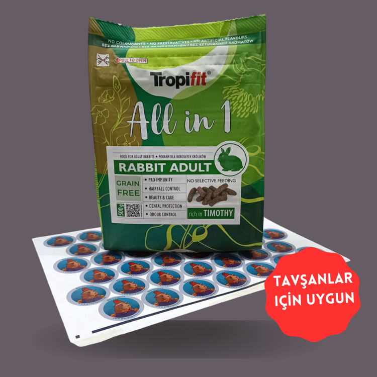 Tropifit All In 1 Rabbit Adult Pelet Yem (500 Gr)– Yetişkin Tavşan Yemi
