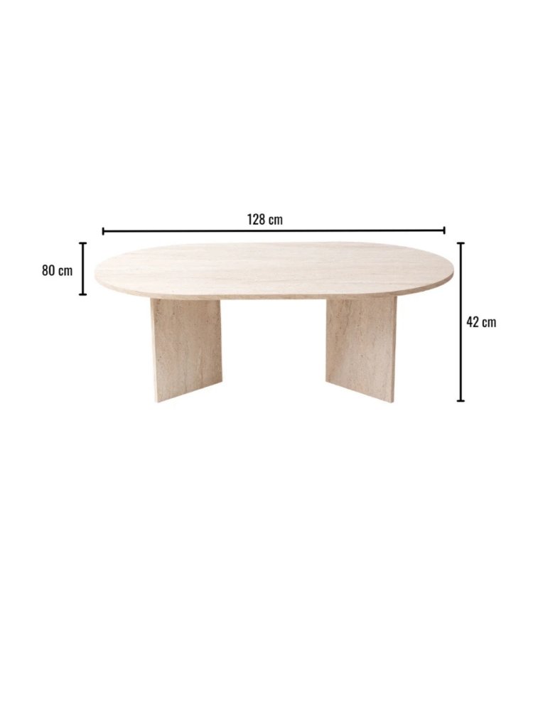 Orta sehpa Traverten oval sabit oscar model 80x130 cm