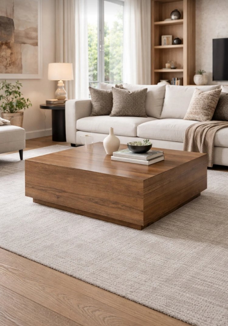 Traverten Orta Sehpa Sabit Lizbon Model 90X90