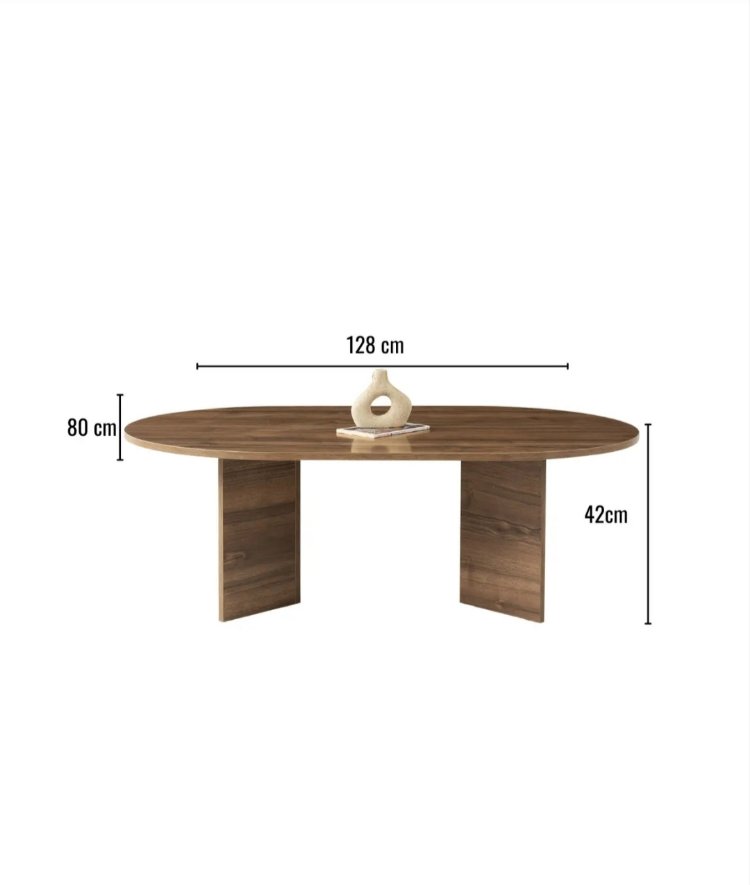 Orta sehpa ceviz oval sabit oscar model 80x130 cm