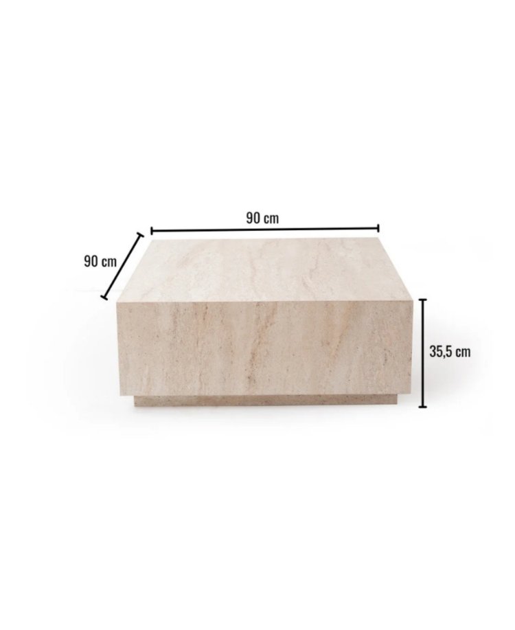 Traverten Orta Sehpa Sabit Lizbon Model 90X90