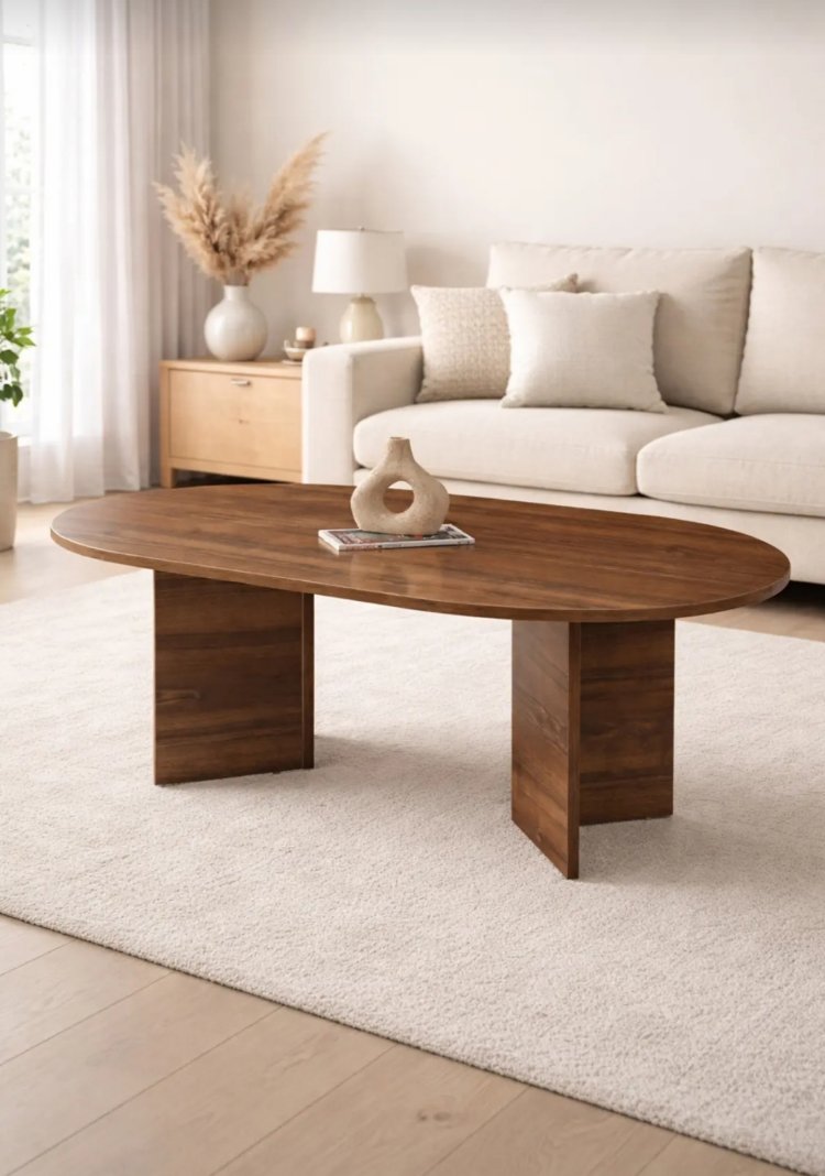 Orta sehpa ceviz oval sabit oscar model 80x130 cm
