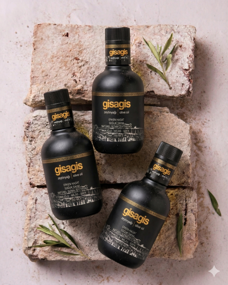 2x250 ml Gisagis Premium Zeytinyağı  - 0,1 Asidite, Yüksek Polifenol, Erken Hasat, Soğuk Sıkım