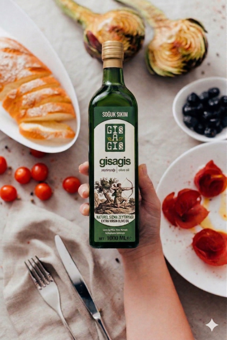 1000 ml Gisagis Zeytinyağı - 0,1 Asidite, Erken Hasat, Soğuk Sıkım