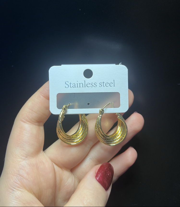 Vintage Burgu Model Gold Çelik Küpe