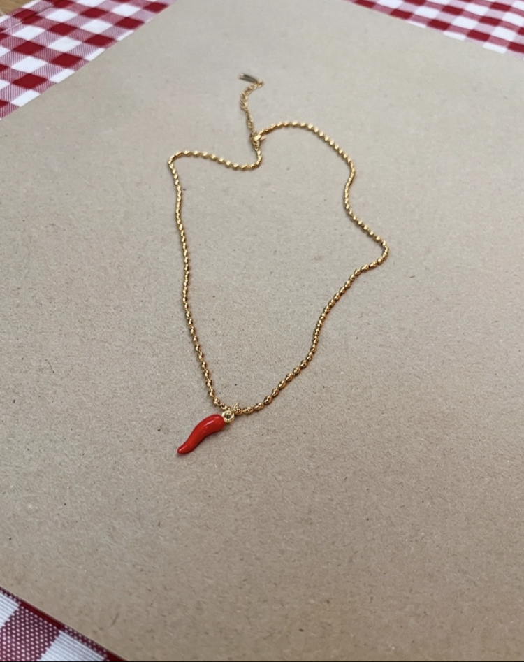 İtalyan Biber Kırmızı Figürlü Kolye (Cornicello)