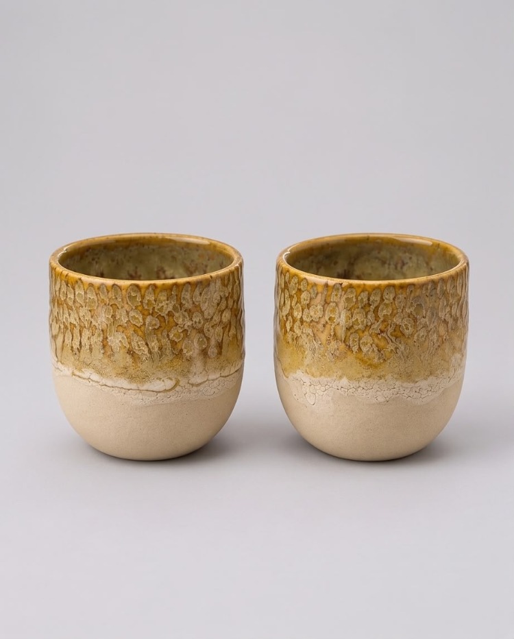 Amber Dokulu Stoneware Bardak – 2'li Set