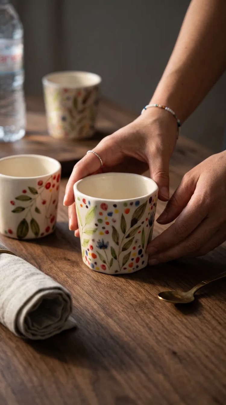 Renkli Bahçe – Stoneware Bardak