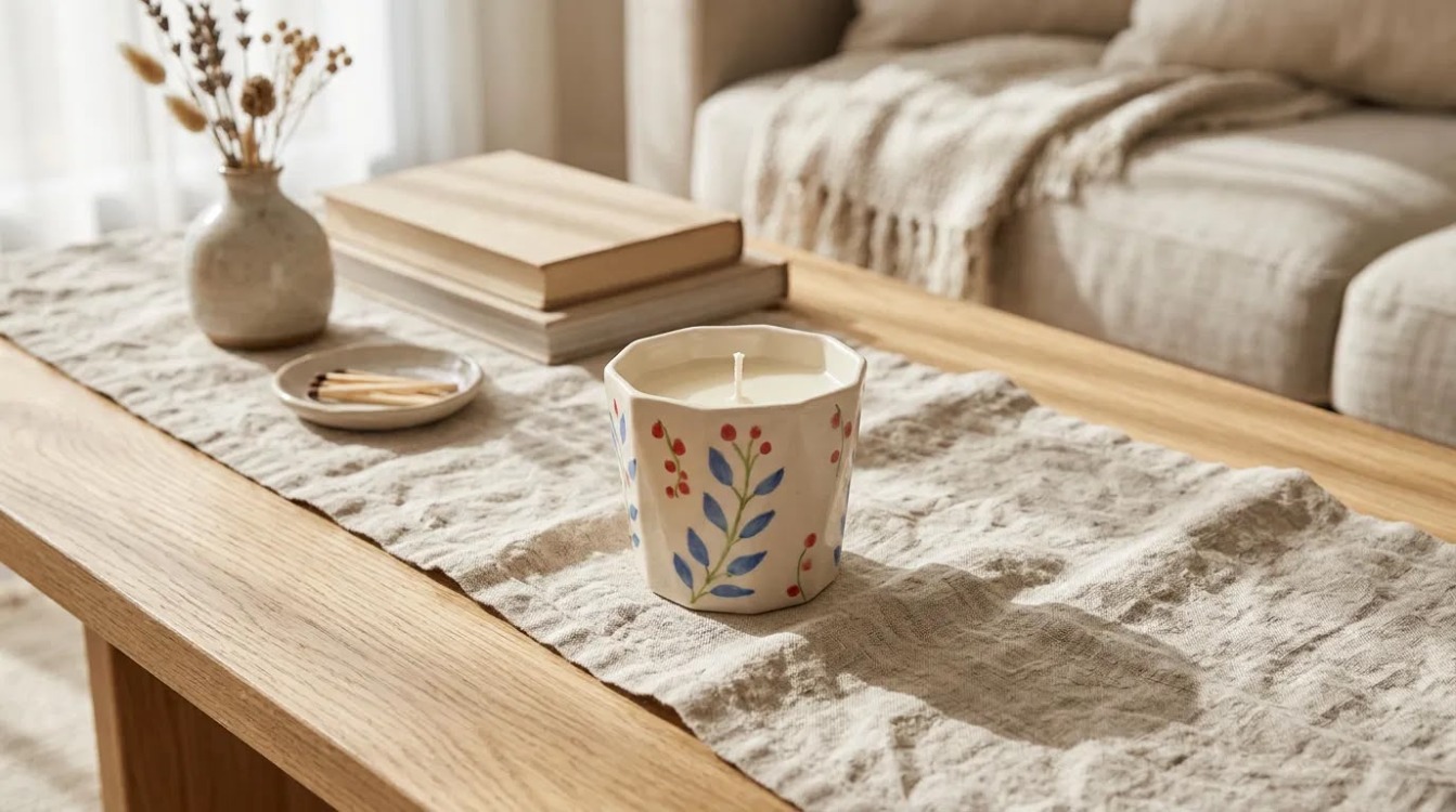 El Boyaması Seramik Soya Mum – Botanik Koleksiyon