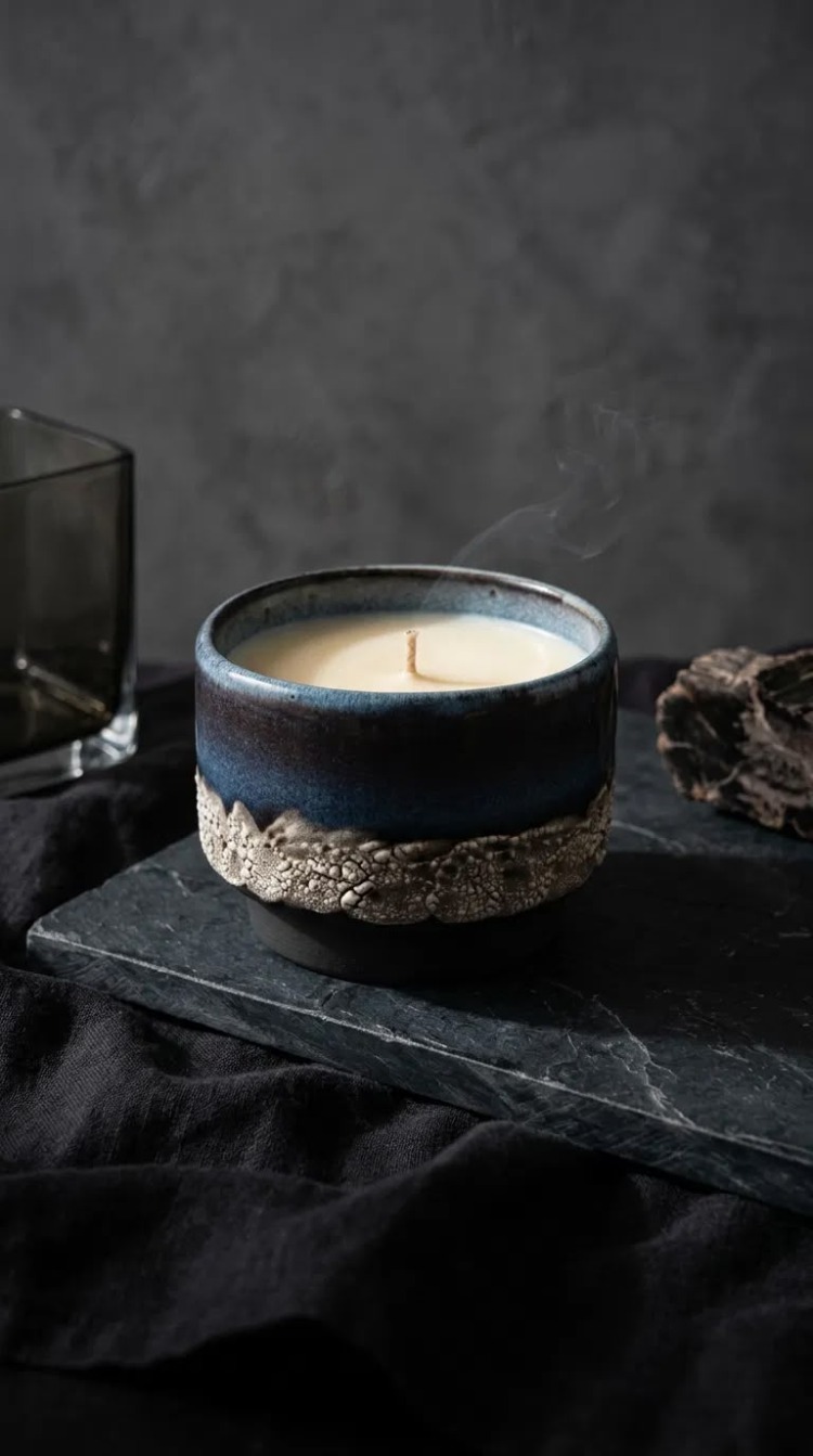 El Yapımı Stoneware Kapta Soya Mum – 250 g