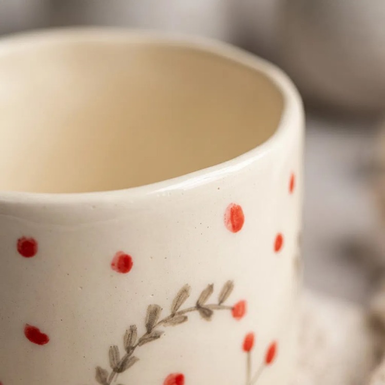 El Boyaması Stoneware Kulpsuz Bardak – 150 ml