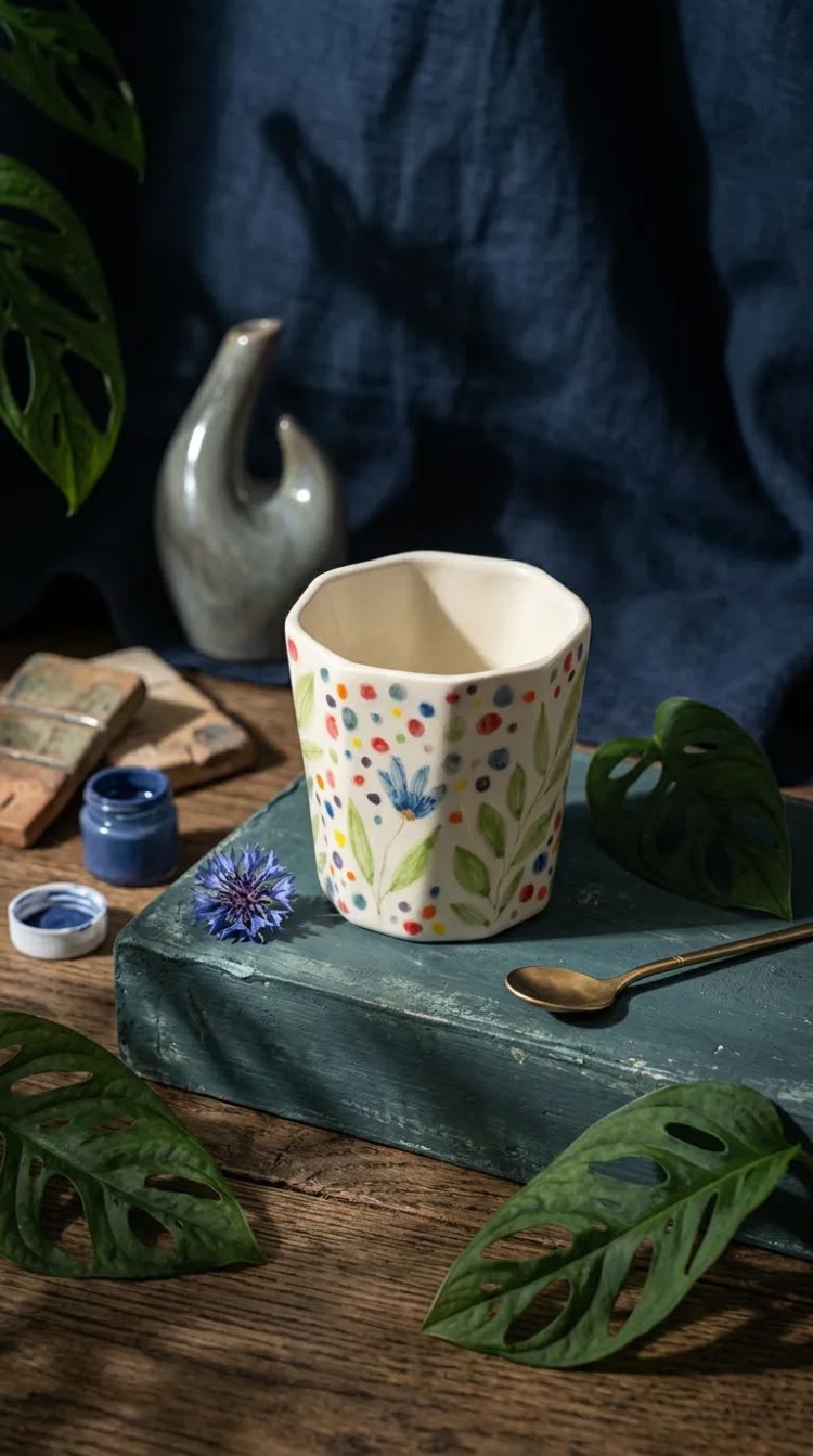 El Boyaması Stoneware Kulpsuz Bardak – 200 ml