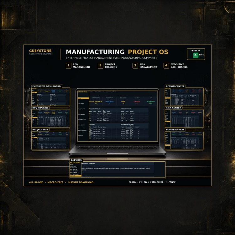 Manufacturing Project OS – Excel Proje Yönetim Sistemi