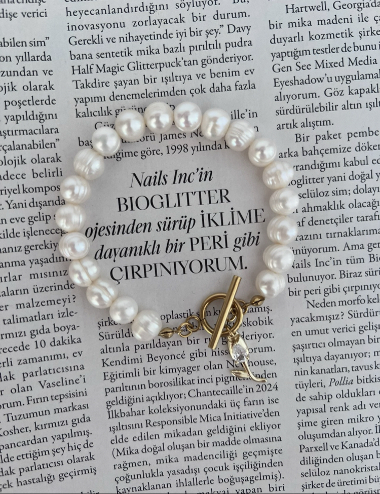 Taşlı Lale T Kilit İnci Bileklik