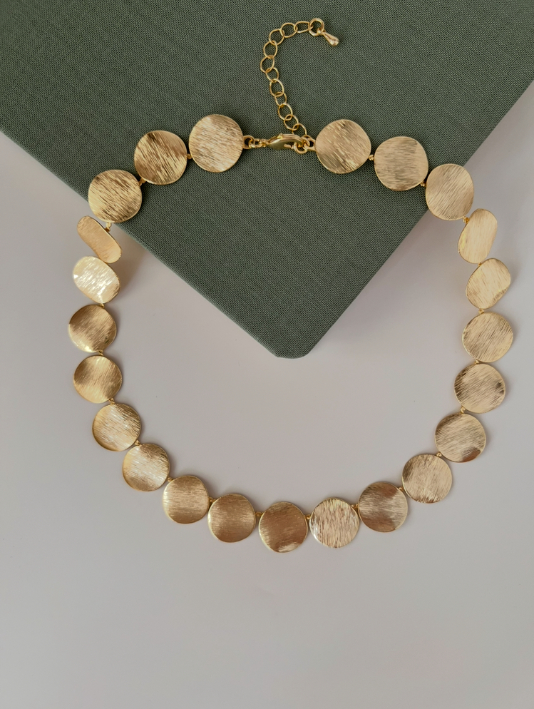 Sıralı Yuvarlak Gold Choker Kolye 