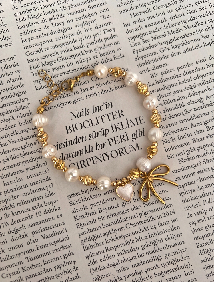 Ribbon Pearl İnci Bileklik 