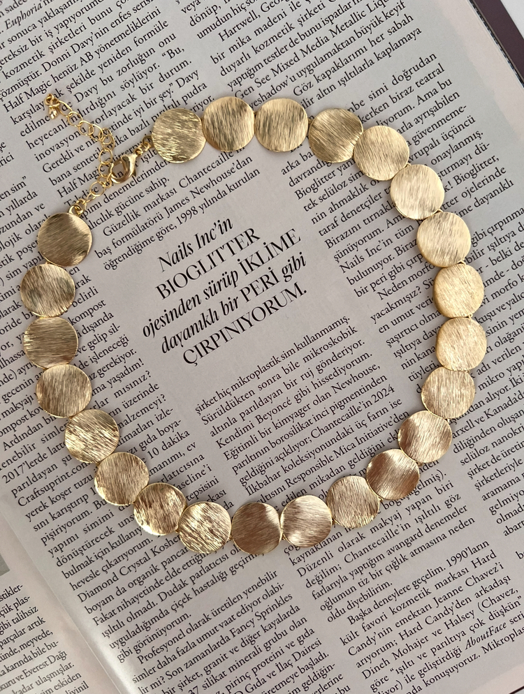 Sıralı Yuvarlak Gold Choker Kolye 
