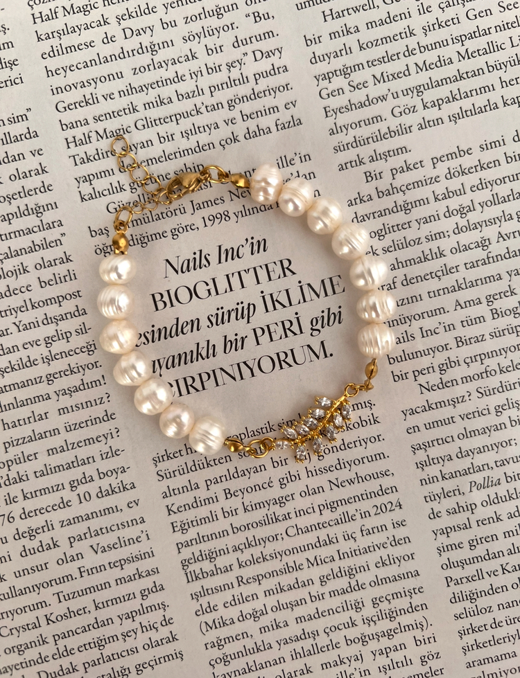 Yaprak Charm İnci Bileklik