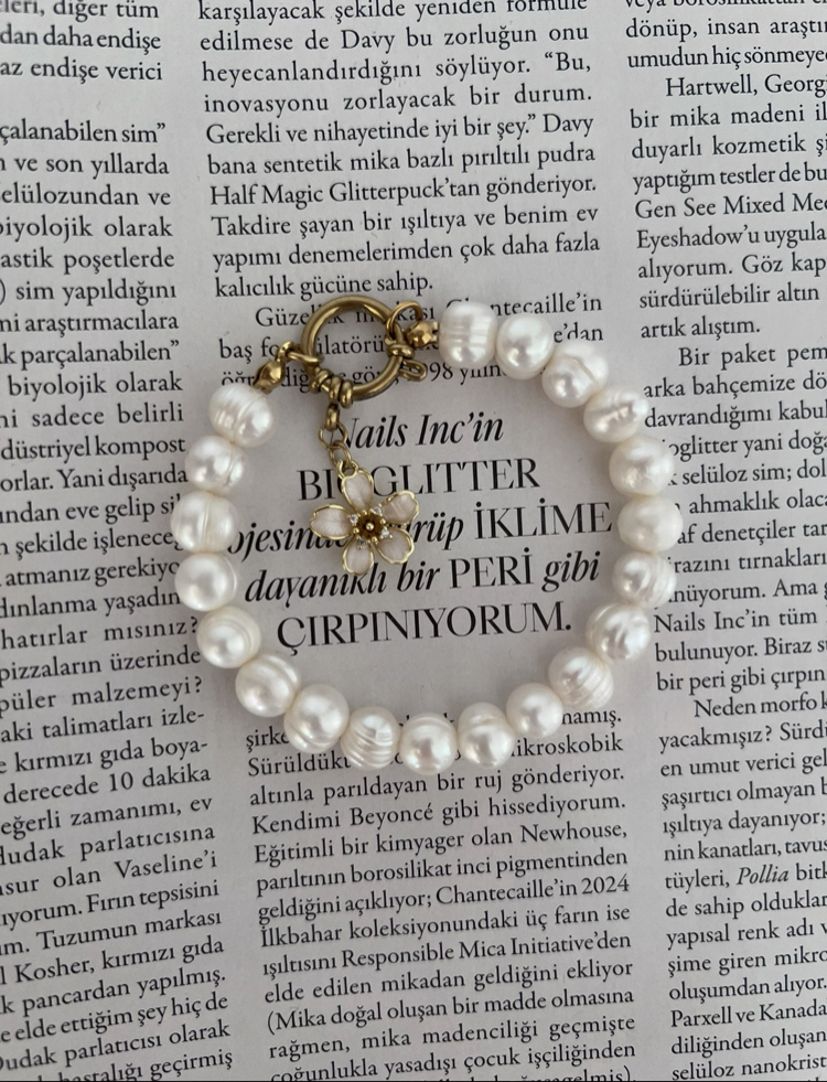 Gemici Kilit Sedef Çiçek İnci Bileklik