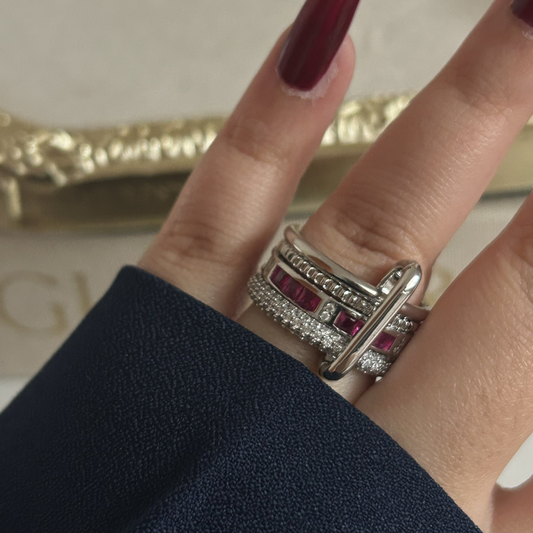 Glints Vip Gümüş Pembe Spiralli Yüzük | VİP | Glint.Co Accessory