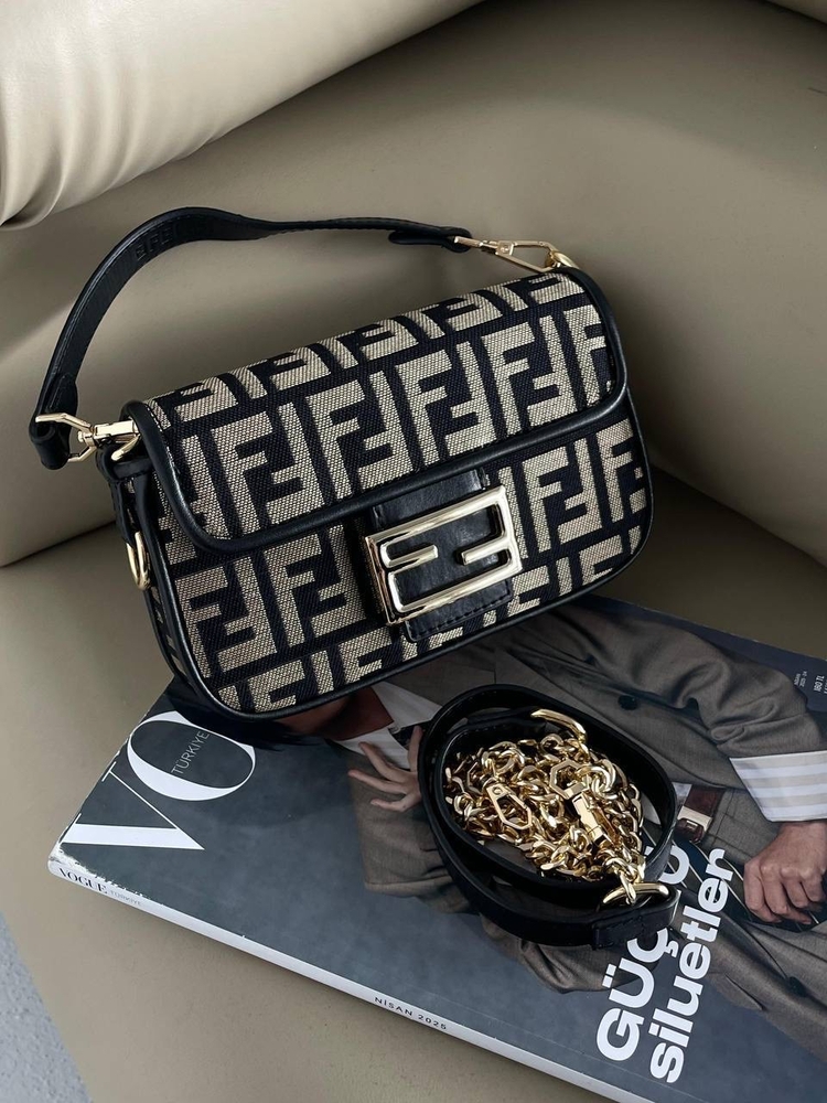 Fendi Baguette Mini Bej Siyah